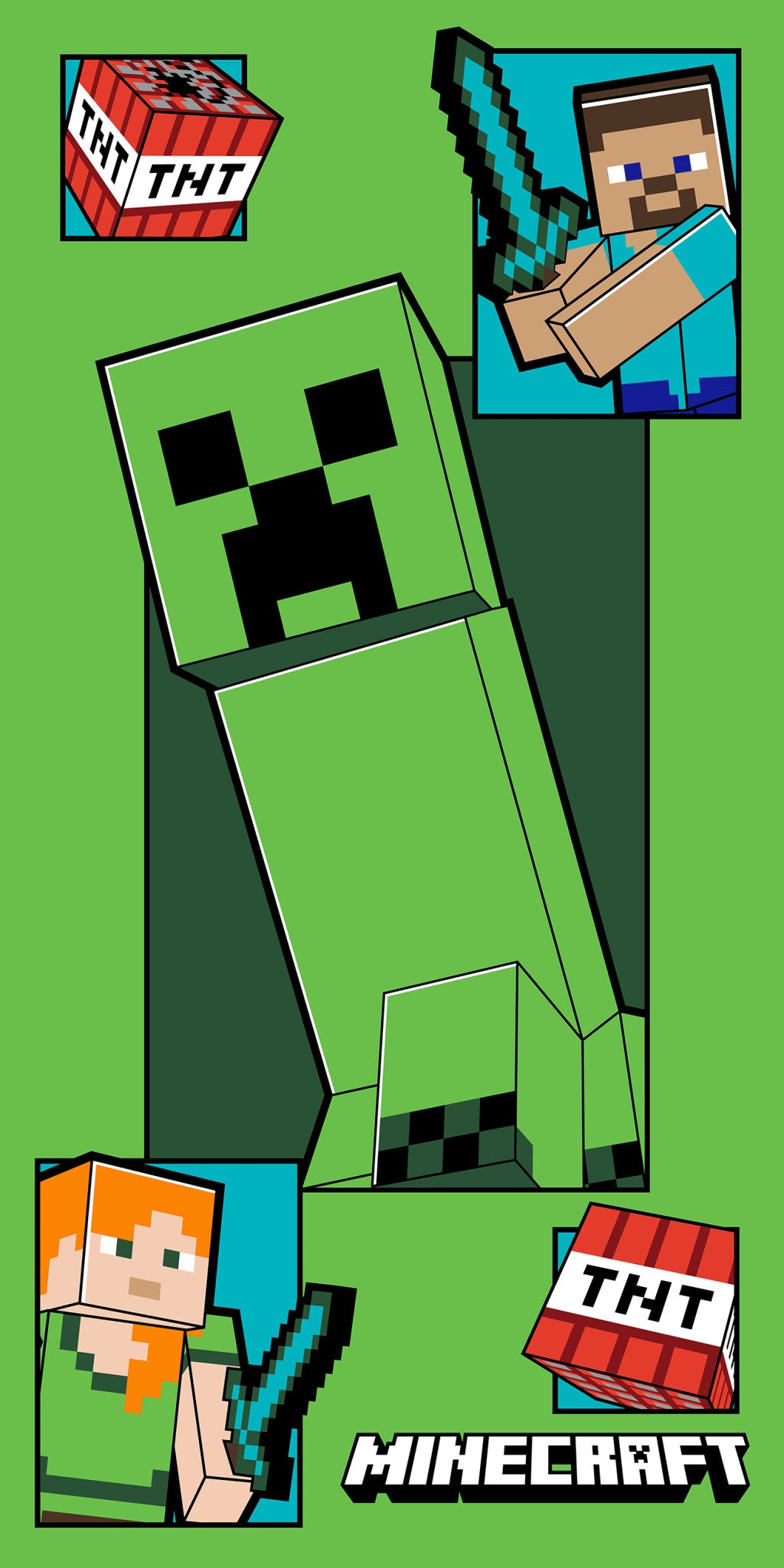 Minecraft Creeper Coming Badetuch, Strandtuch 70x140cm