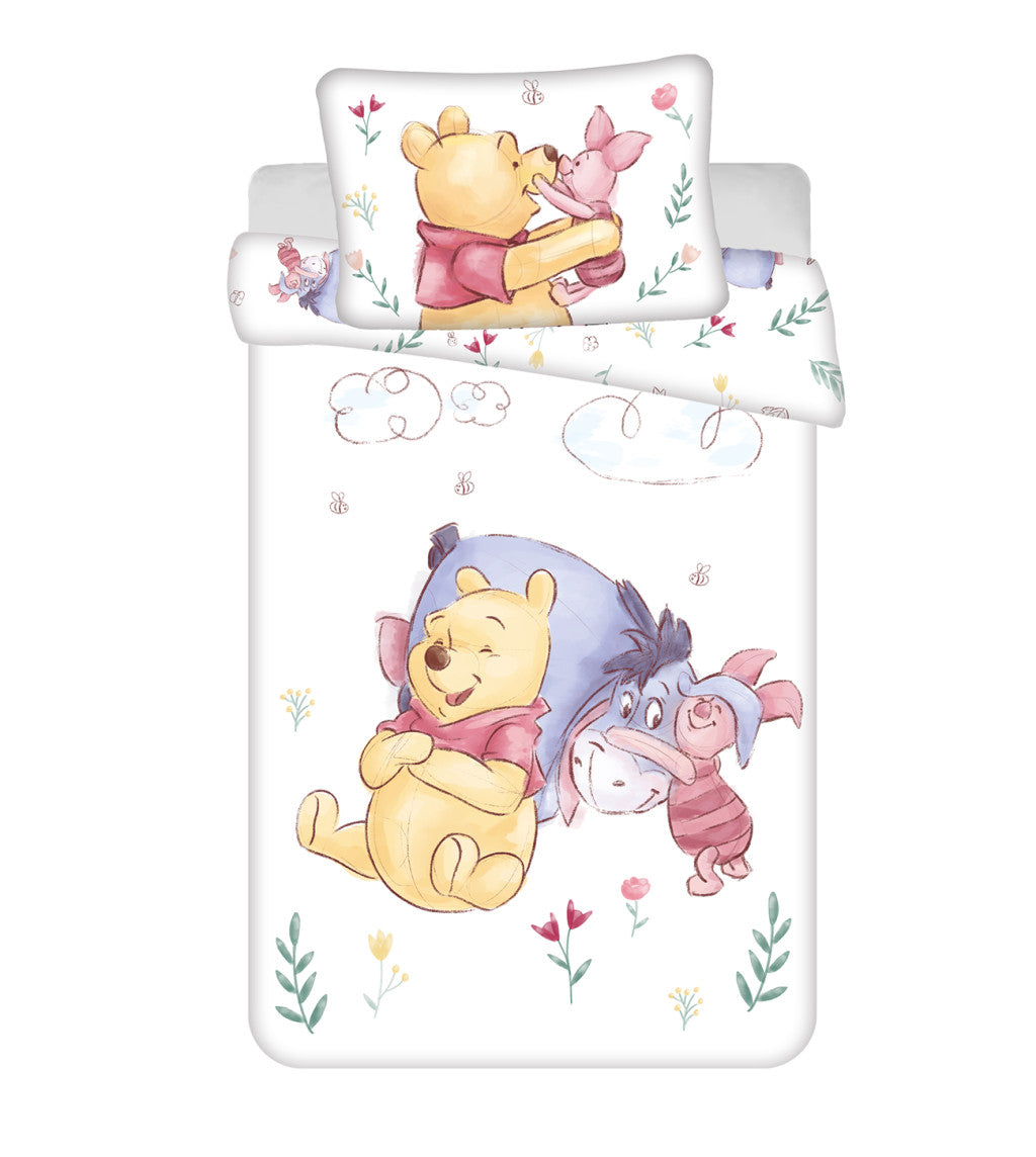 Disney Winnie Puuh Pooh Hugs Kinderbettwäsche für Kindergarten 100x135 cm, 40x60 cm