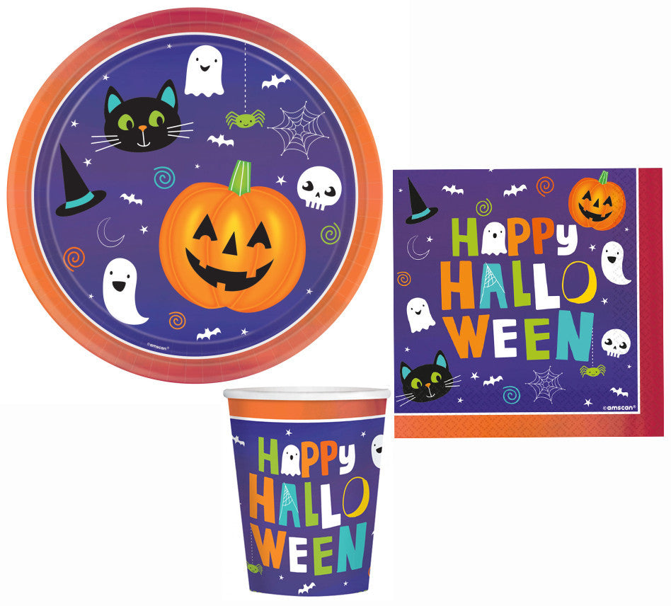Halloween Friends Partyset mit 36 Stück und 23 cm Tellern