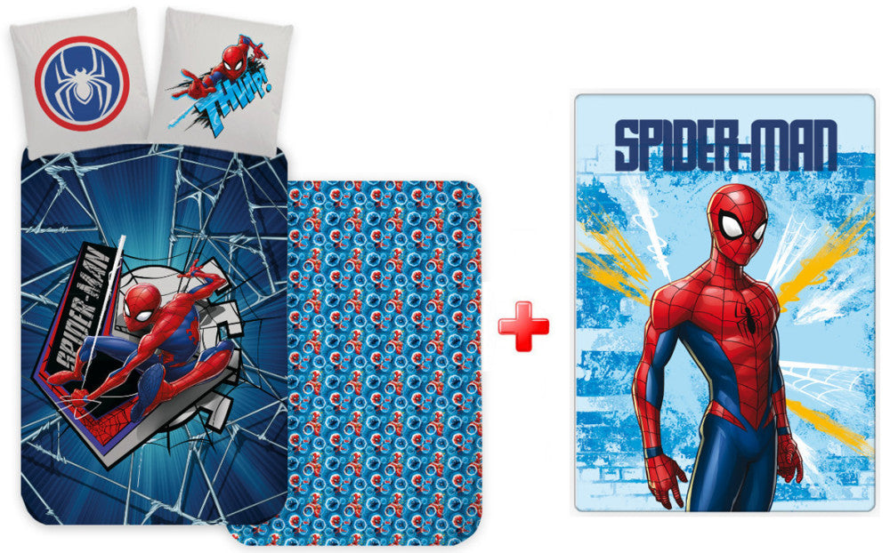 Spiderman Light Kinderbettwäsche- und Polar-Deckenset