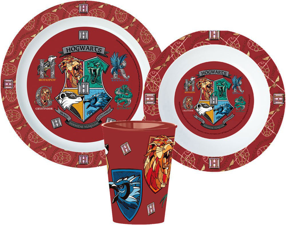 Harry Potter School Shields Essgeschirr, Mikroplastik-Set, mit Becher 260 ml