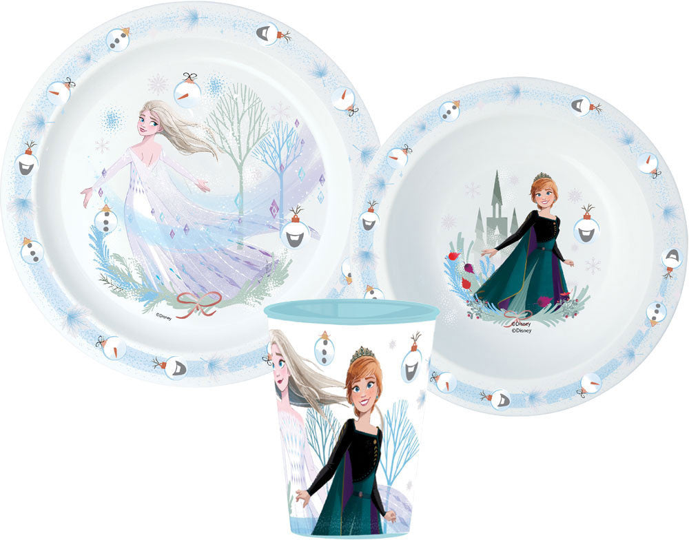Disney Eiskönigin Royally Cool Weihnachtsgeschirrset, Mikroplastik-Set, Becher 260 ml