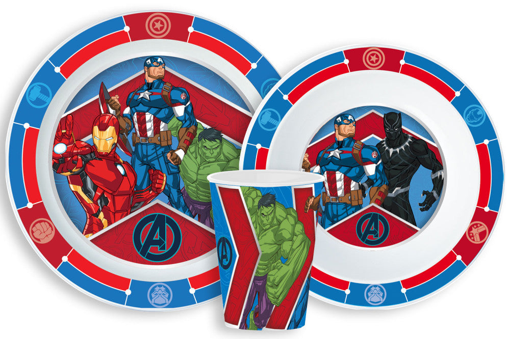 Avengers Army Geschirr-Set, Mikrokunststoff-Set, Becher mit 260 ml