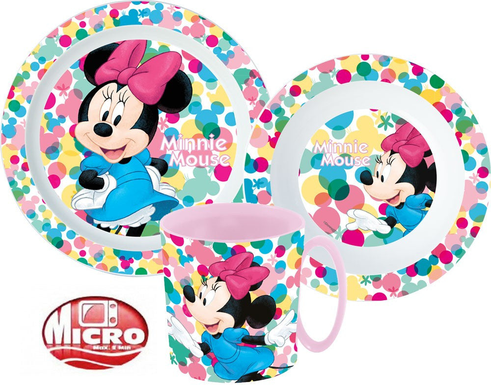 Disney Minnie Feel Good Geschirrset, mikro Kunststoffset mit Becher 350 ml