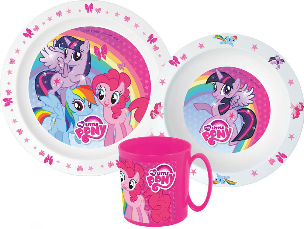 My Little Pony Pink Essgeschirr, Mikroplastik Set mit Becher 350 ml