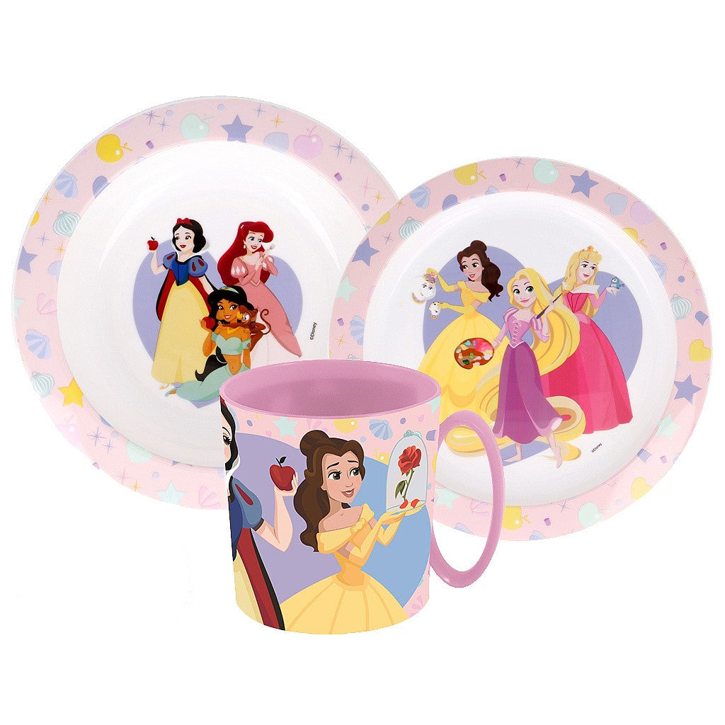 Disney Prinzessin True Tafelservice, Mikrokunststoff-Set mit Becher 350 ml