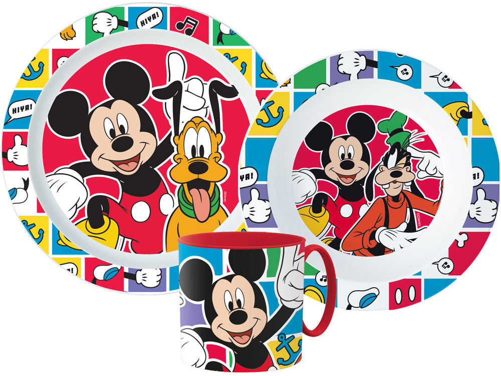 Disney Mickey Better Together Geschirrset, Mikrowellen-Kunststoffset mit Tasse 265 ml