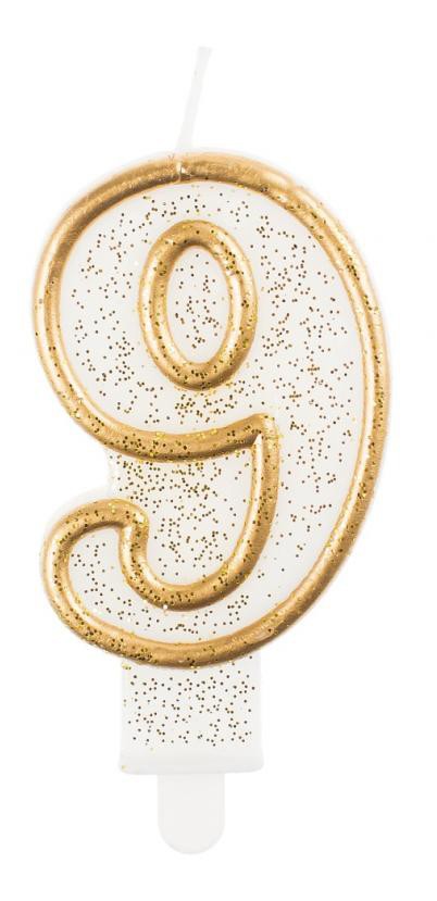 Nummer Gold Goldene glitzernde Nummer 9 Kerze, Tortekerze