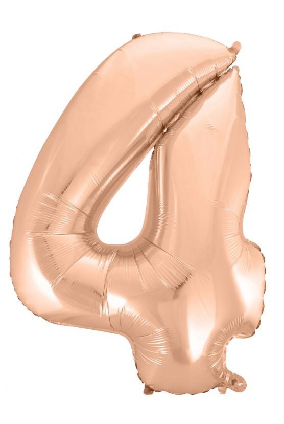 Nummer Rose Gold Nummer 4 Folienballon 92 cm