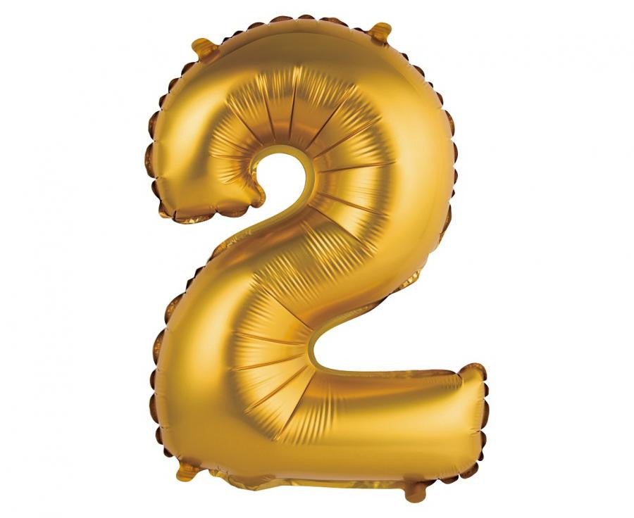 Nummer Gold Matt Goldene Nummer 2 Mini-Folienballon 35 cm