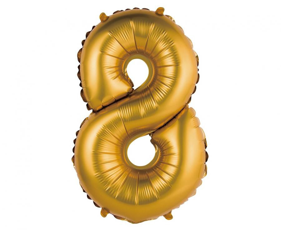 Nummer Gold Matt Gold 8 mini Folienballon 35 cm