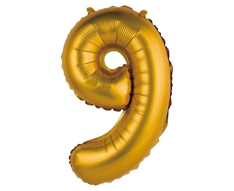 Nummer Gold Matt Goldene 9 Mini-Zahl Folienballon 35 cm