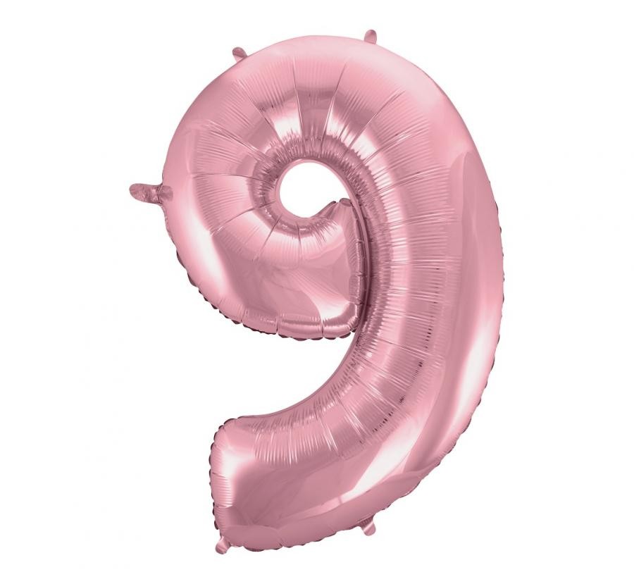 Nummer Hellrosa, Nummer 9 Folienballon 92 cm
