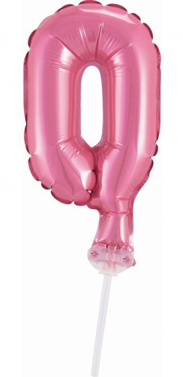 Nummer Pink Rosa Zahl 0 Folienballon für Kuchen 13 cm