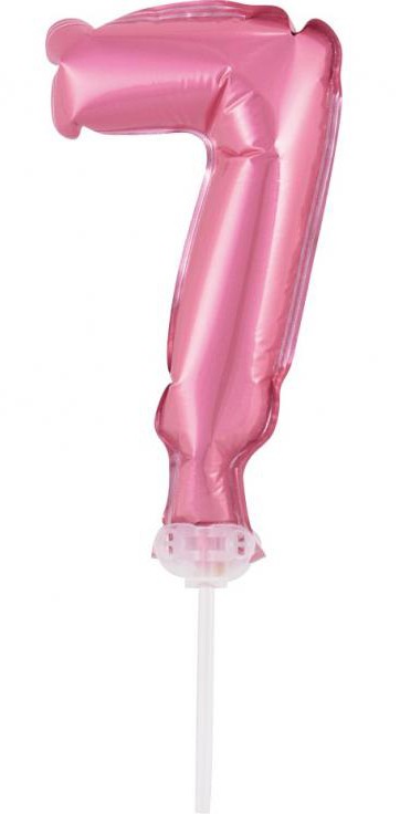 Nummer Pink Rosa Zahl 7 Folienballon für Kuchen 13 cm