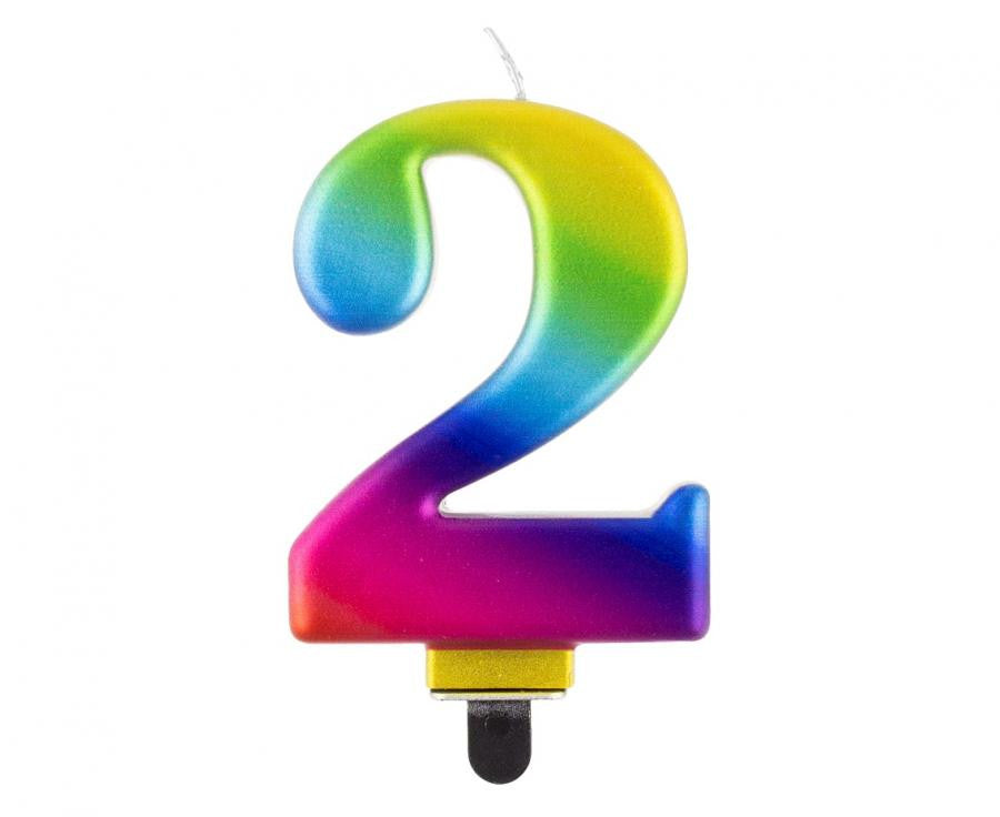 Nummer Galaxy Bunte Zahl 2 Kerze, Geburtstagskerze