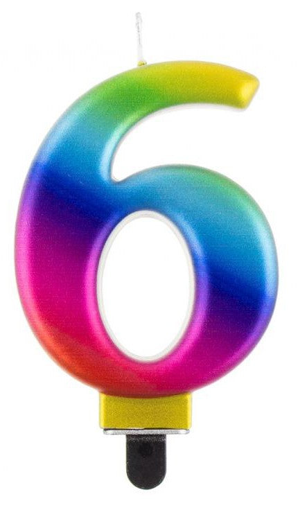 Nummer Galaxy Bunte Nummer 6 Kerze, Tortenkerze