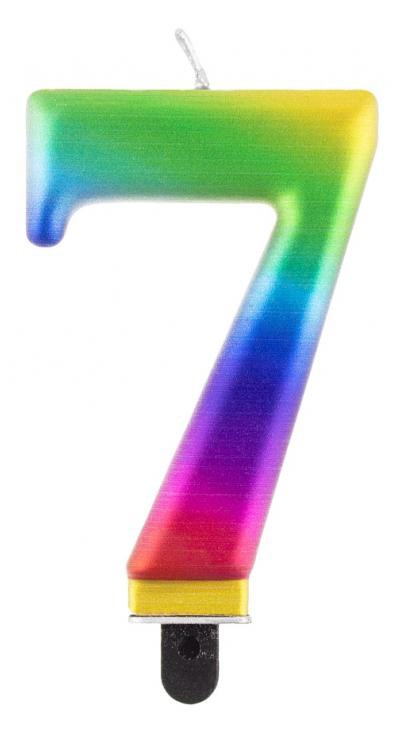 Nummer Galaxy Bunte 7er Zahlenkerze, Tortekerze