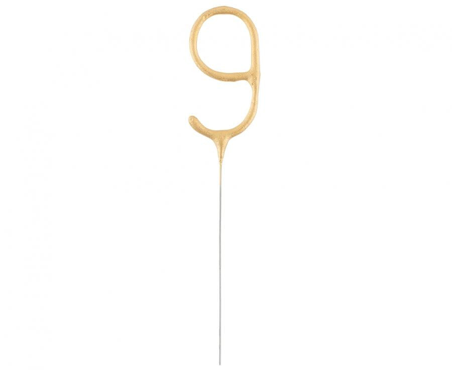 Nummer Gold Goldene 9er Wunderkerze 17 cm