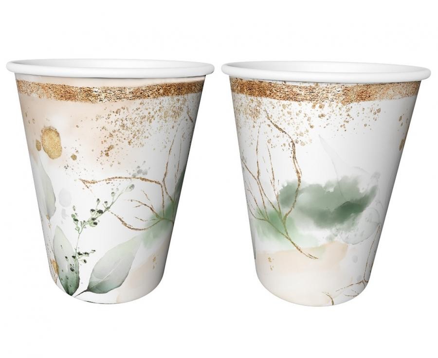 Party Feelings Blatt Pappbecher 6 Stk 240 ml