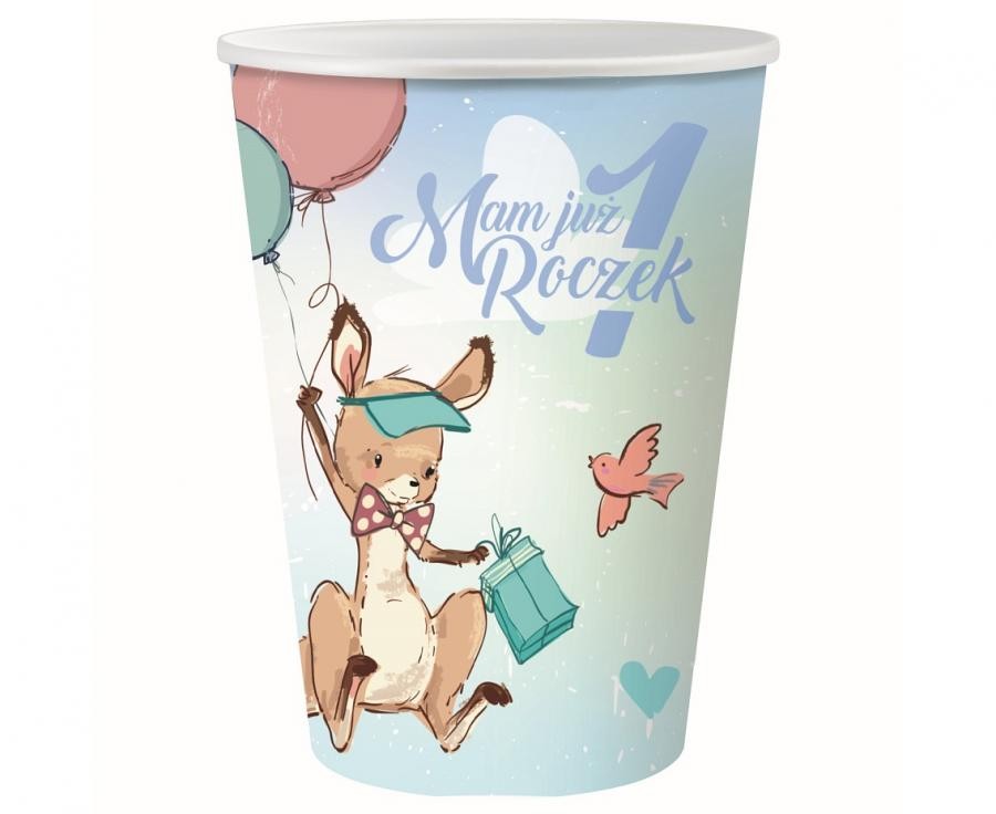 Erster Geburtstag Kangaroo Papierbecher 6er Set 270 ml