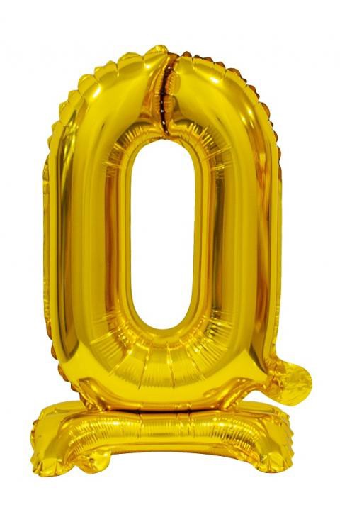 Nummer B&C Gold Goldene Mini Nummer 0 Folienballon mit Basis 38 cm