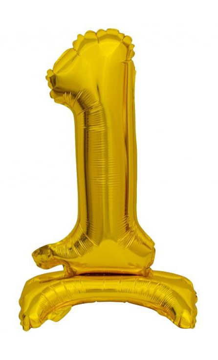 Nummer B&C Gold Goldener Mini-Zahl 1 Folienballon mit Sockel 38 cm