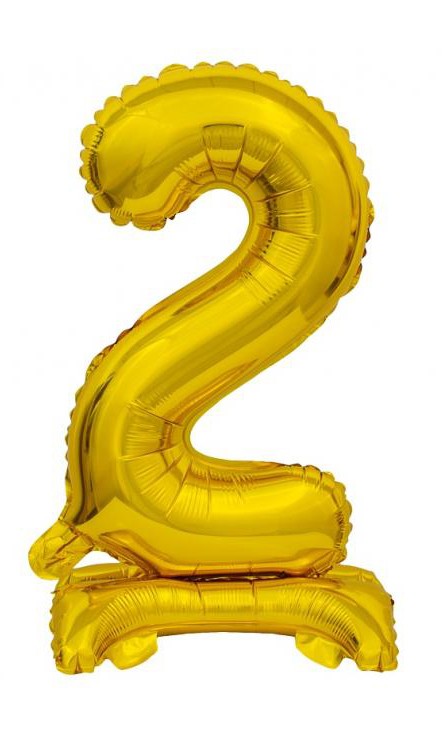 Nummer B&C Gold Gold mini Nummer 2 Folienballon mit Standfuß 38 cm