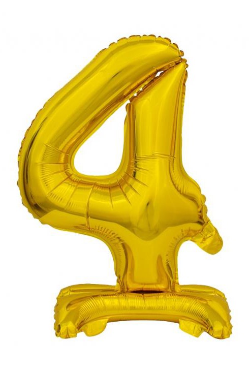 Nummer B&C Gold Goldene Mini Zahl 4 Folienballon mit Sockel 38 cm