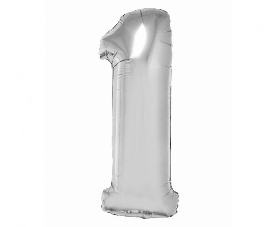 Nummer Silver Silberne Nummer 1 Folienballon 76 cm