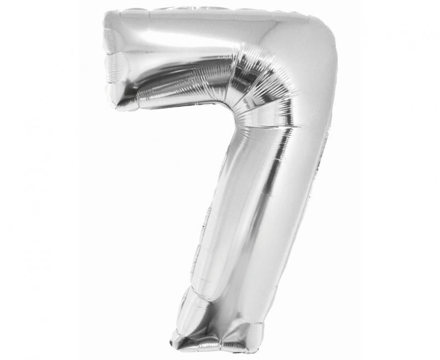 Nummer Silver Silberne Zahl 7 Folienballon 76 cm