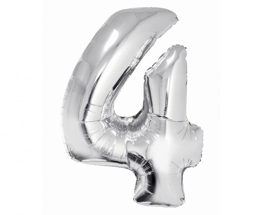Nummer Silver Silberne Nummer 4 Folienballon 76 cm
