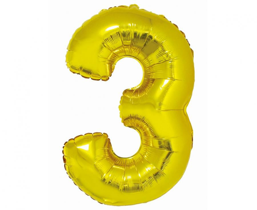 Nummer Gold Goldene Zahl 3 Folienballon 76 cm