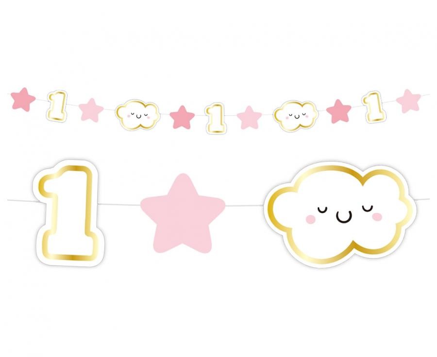 Baby Pink 1. Geburtstag Mini-Girlande 120 cm