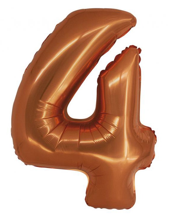 Nummer Copper Kupferzahl 4 Folienballon 76 cm