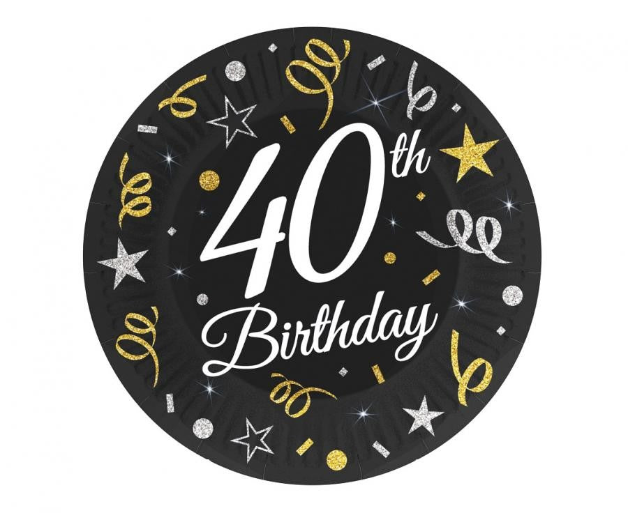 Geburtstag B&C Happy Birthday 40 Pappteller 6 Stk 18 cm