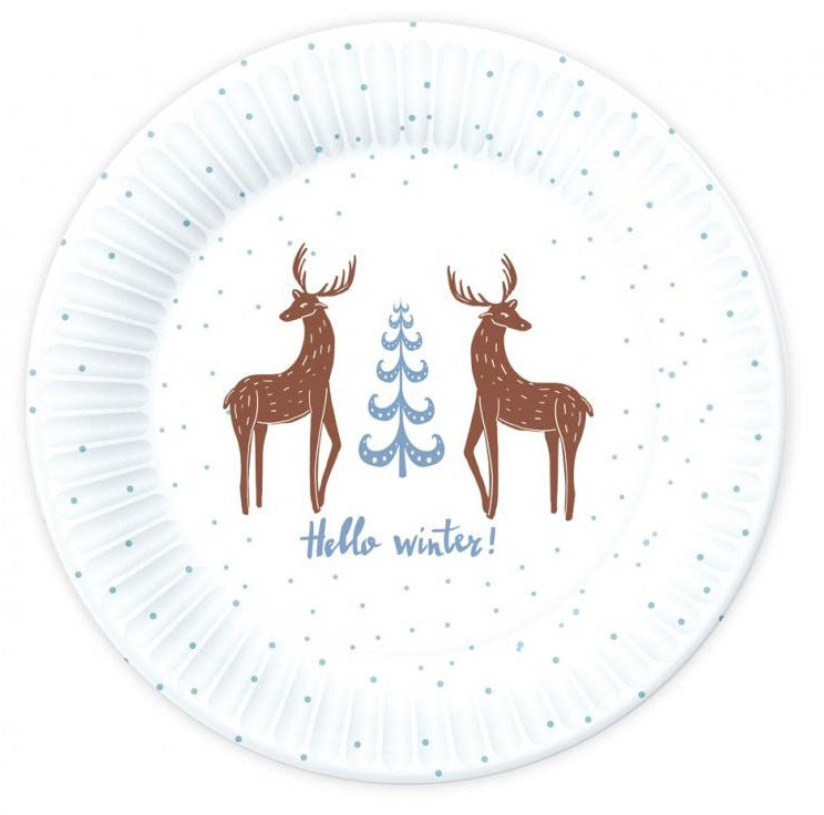 Weihnachten Hello Winter i Pappteller 6 Stk 18 cm