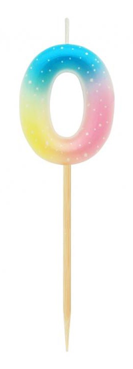 Nummer Pastel Ombre Bunte 0er Zahlkerze, Geburtstagskerze