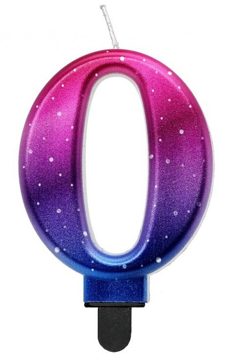 Nummer Night Sky Metallic Bunte Zahl 0 Geburtstagskerze