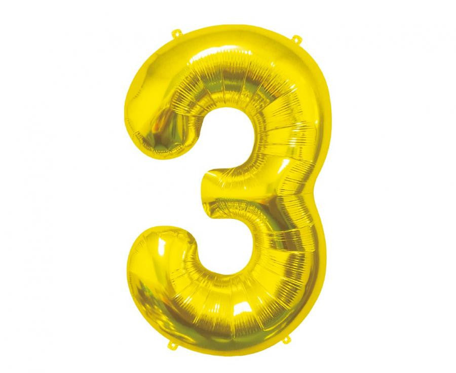 Nummer Gold, Zahl 3 Folienballon 85 cm