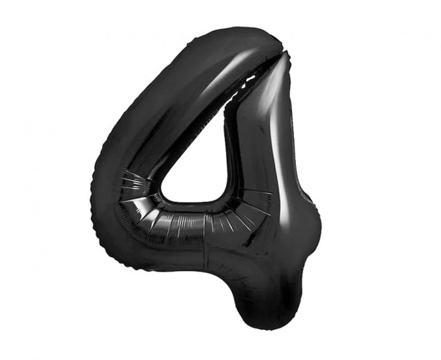 Nummer B&C Matt Black Schwarze Nummer 4 Folienballon 85 cm