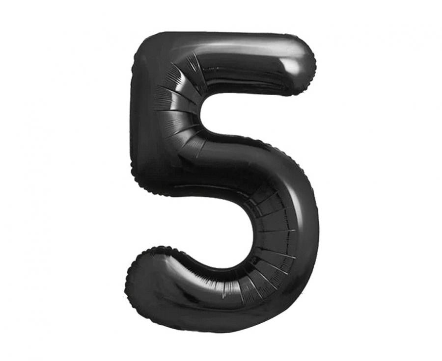 Nummer B&C Matt Black Schwarzer Zahlenballon 5, 85 cm