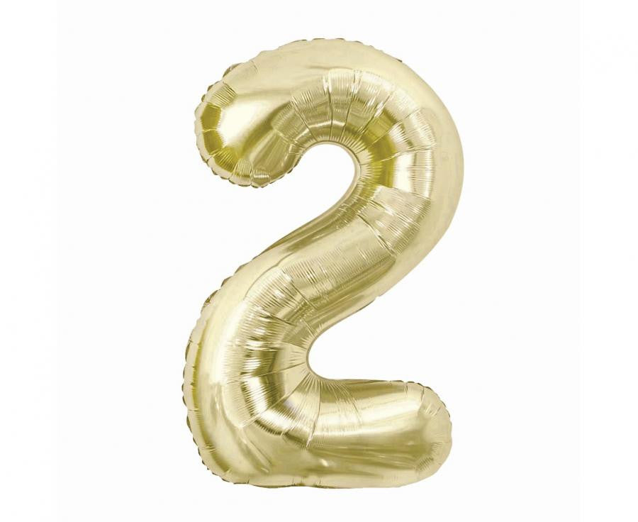 Nummer B&C Champagne Champagnerfarbene Nummer 2 Folienballon 85 cm