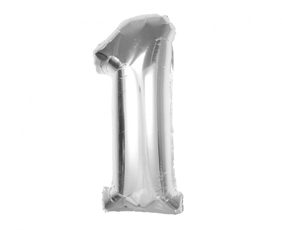 Nummer Silver Silber Zahl 1 Folienballon 92 cm