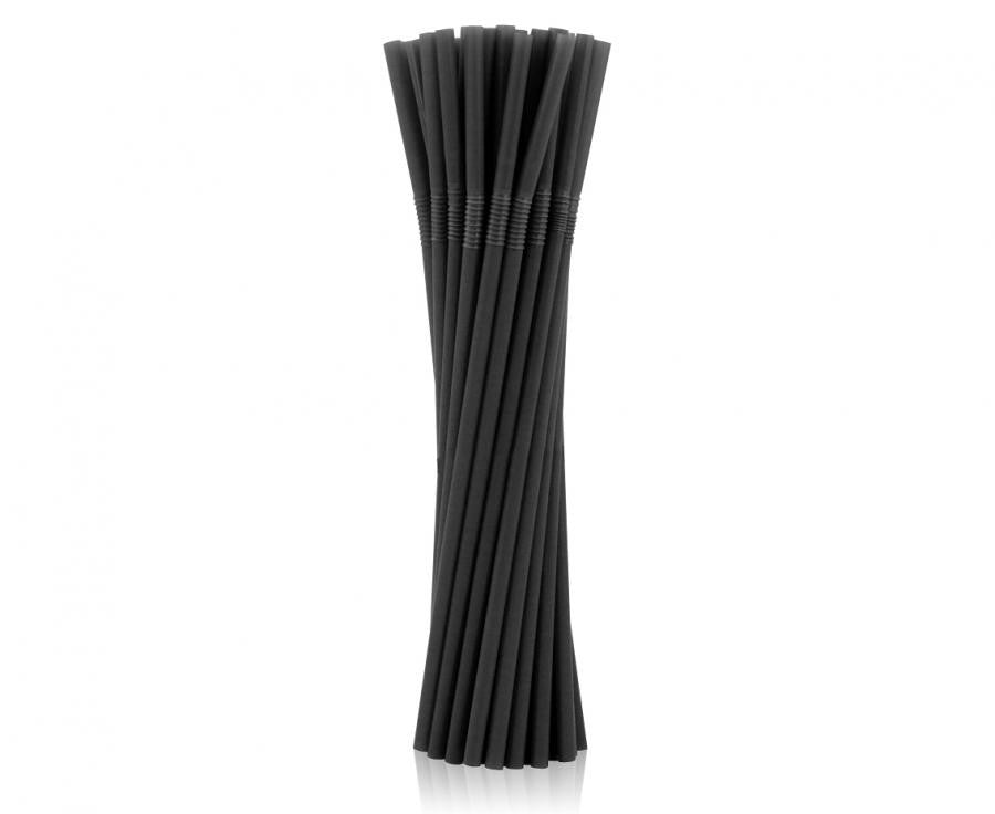 Farbe Black Schwarze Kunststoff-Trinkhalme, 100 Stück