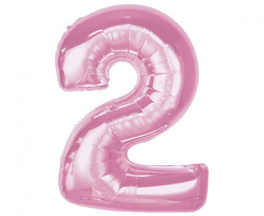 Nummer Light Pink Rosa Zahl 2 Folienballon 92 cm
