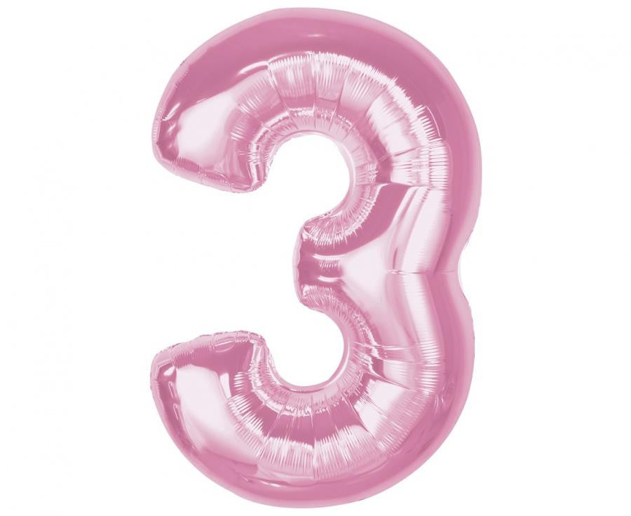 Nummer Light Pink Rosa Nummer 3 Folienballon 92 cm
