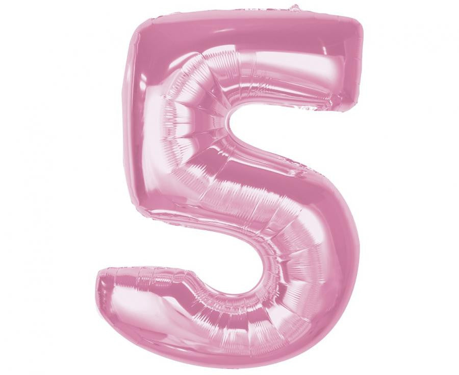 Nummer Light Pink Rosa Nummer 5 Folienballon 92 cm