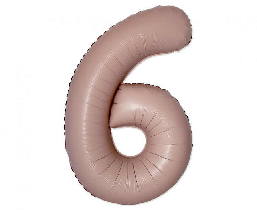 Nummer Vintage Matt Pink Folienballon Zahl 6, 76 cm (WP)