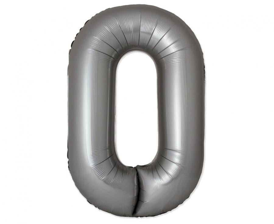 Nummer Moonlight Matt Silber Folienballon Zahl 0, 76 cm (WP)